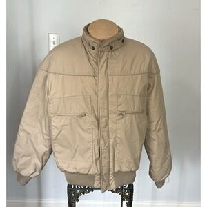 Vtg Peter England Jacket Mens XL Tan Quilted Aviator Flight Coat StoreawayHoodie